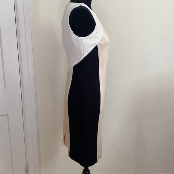Classy black, cream and white dress. Form fitting and zipper is in back. Lovely! - Picture 3 of 7